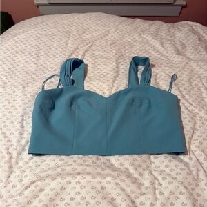 Blue Sleeveless Crop Top